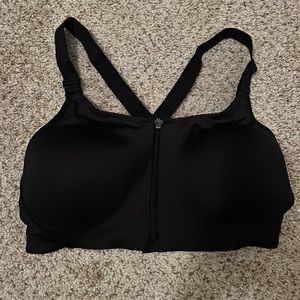 Never worn black front zip sports bra